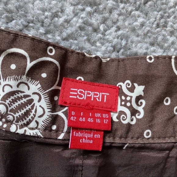 Esprit Pleated Floral Print Brown Midi Women Skirt - Picture 4 of 8